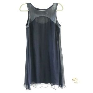 Bailey 44 navy Dress Sleeveless Leather Chiffon M